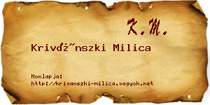 Krivánszki Milica névjegykártya